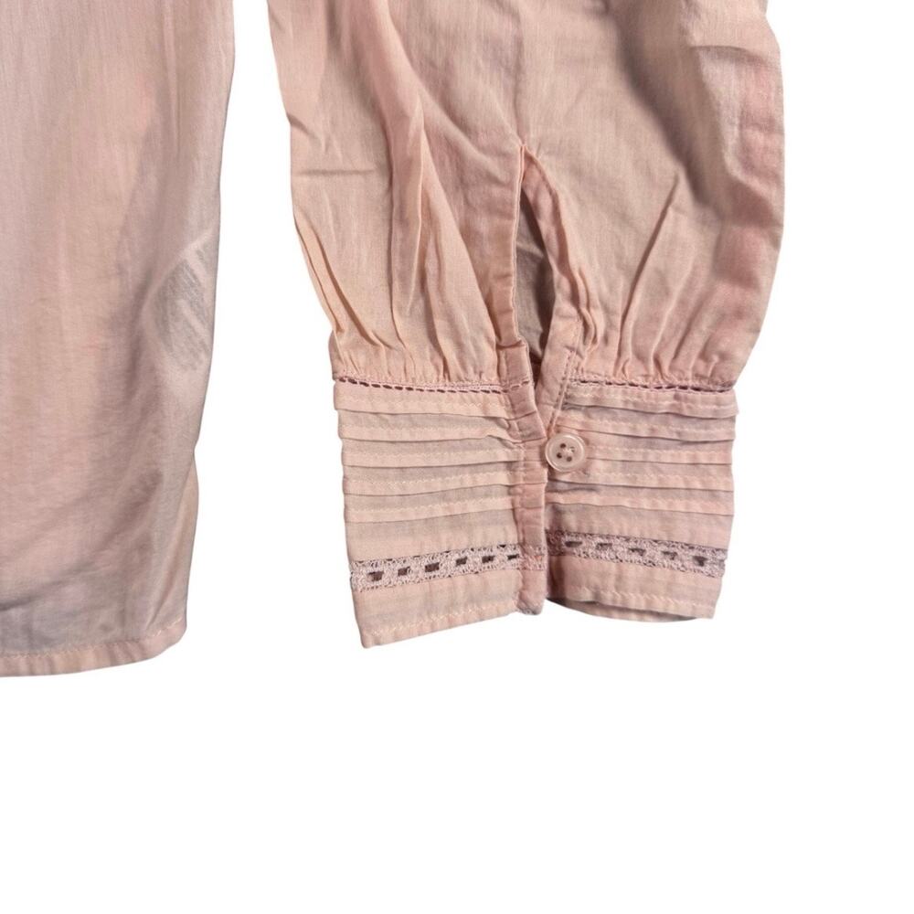 J.Crew Women's 100% Cotton Pintuck Lace Trim Top Ballet Slipper Pink Blouse - M - Picture 5 of 9